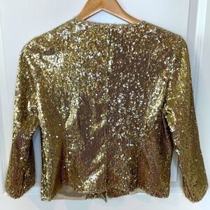 🥂 EXPRESS | Women’s Size Small Petite (SP) Gold Sequence Jacket 🧥